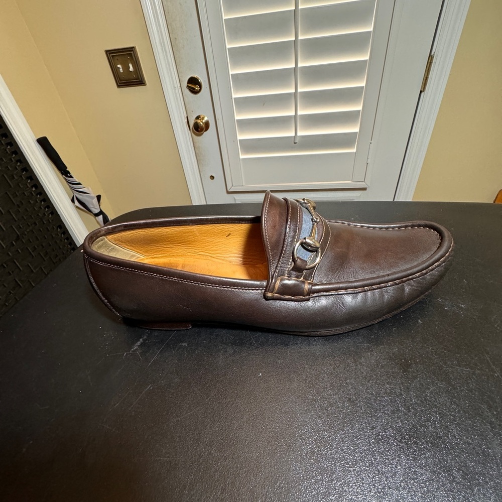 Gucci men’s brown 11D right horsebit designer loafer - Picture 3 of 8